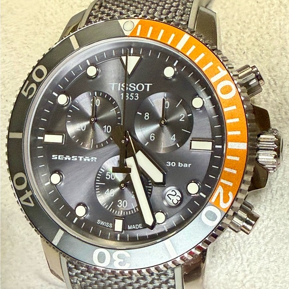 Tissot Seastar Chronograph Date Designer Dive Mens Watch - Picture 4 of 7